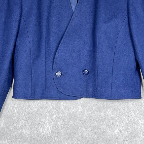 Vintage Pendleton Blazer Womens Size Small Navy Blue Cropped Wool Jacket Buttons - Picture 3 of 9